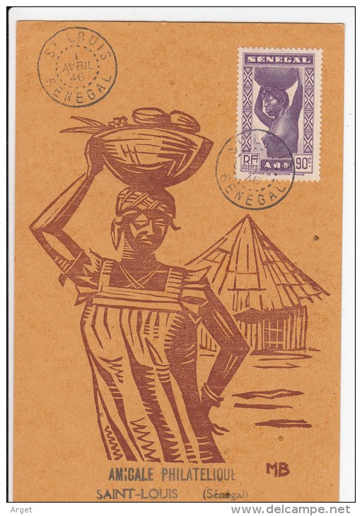 CARTE  MAXIMUM  SENEGAL  N° Yvert 163  (FILLE PEUL) Obl Sp 1946 - Covers & Documents