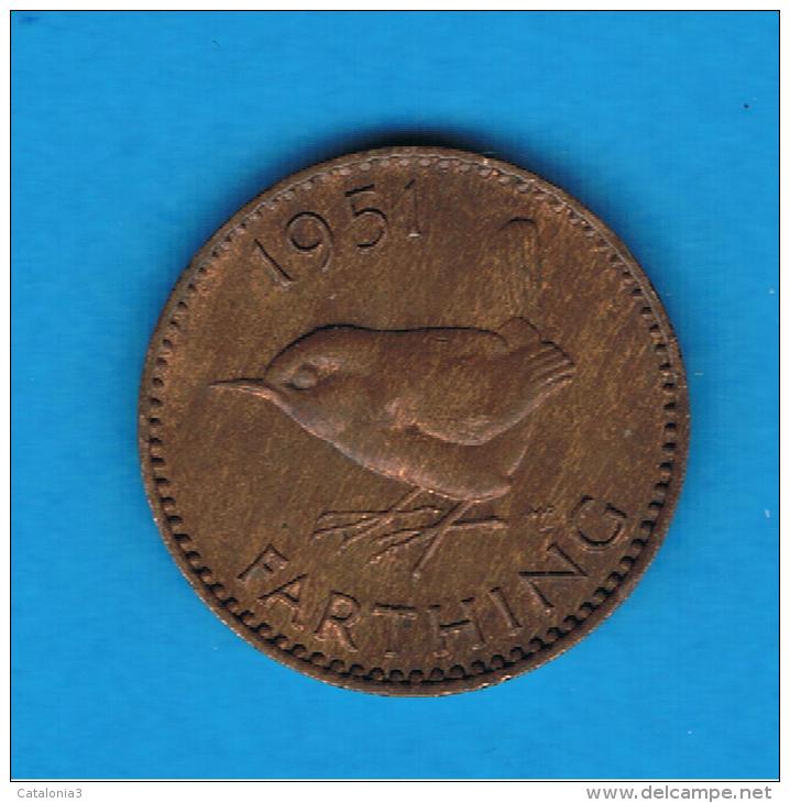 GRAN BRETAÑA - GREAT BRITAIN  - Farthing 1951  Km867 - B. 1 Farthing