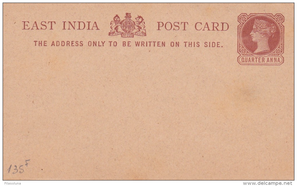 00802 Enteropostal Sin Circular "Eeast India -Quarter Anna" - 1882-1901 Empire