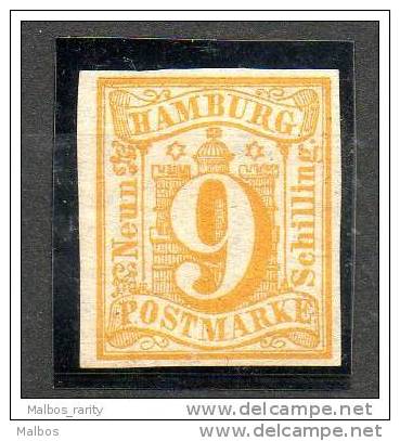 HAMBURG   1859   (*) Y&T N° 7   -   W  Ondulations - Belles Marges - Hambourg