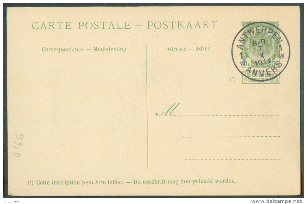 EP Carte 5 Centimes Armoirie Avec Vue Du Paquebot JAN BREYDEL, Obl; Sc ANTWERPEN 7-X-1914.  Superbe - 9166 - Schiffspost