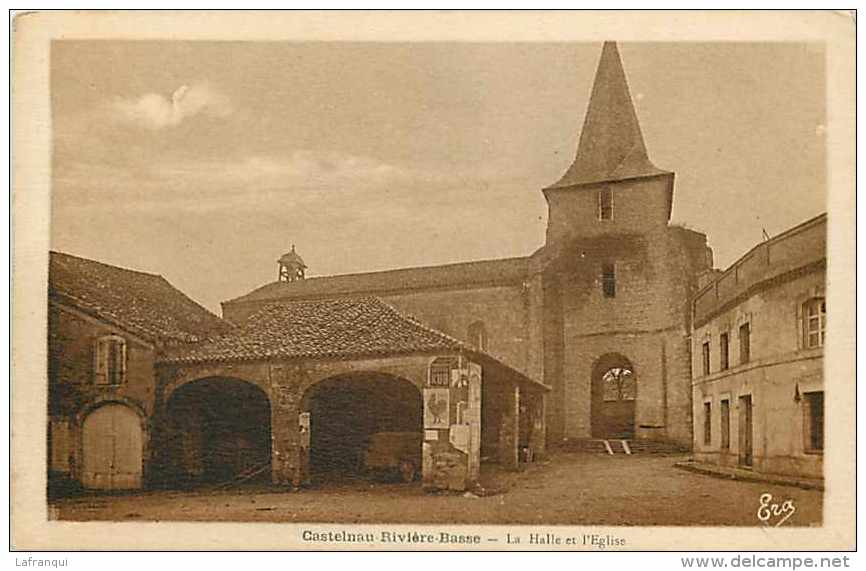 Hautes Pyrenees -ref A315- Castelnau Riviere Basse -la Halle Et L Eglise  -carte Bon Etat - - Castelnau Riviere Basse