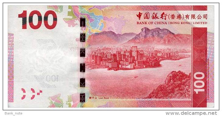 HONG KONG BOC 100 DOLLARS 2012 Pick 343 Unc - Hong Kong