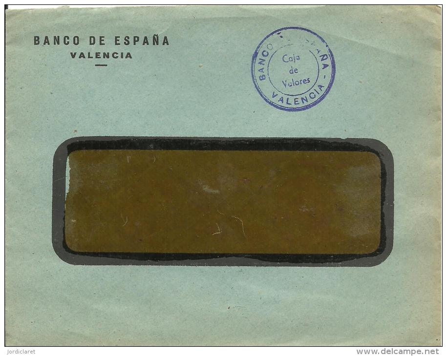 CARTA BANCO DE ESPAÑA  VALENCIA - Franchise Postale