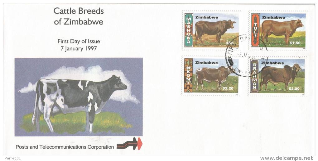 Zimbabwe 1997 Cows FDC - Mucche