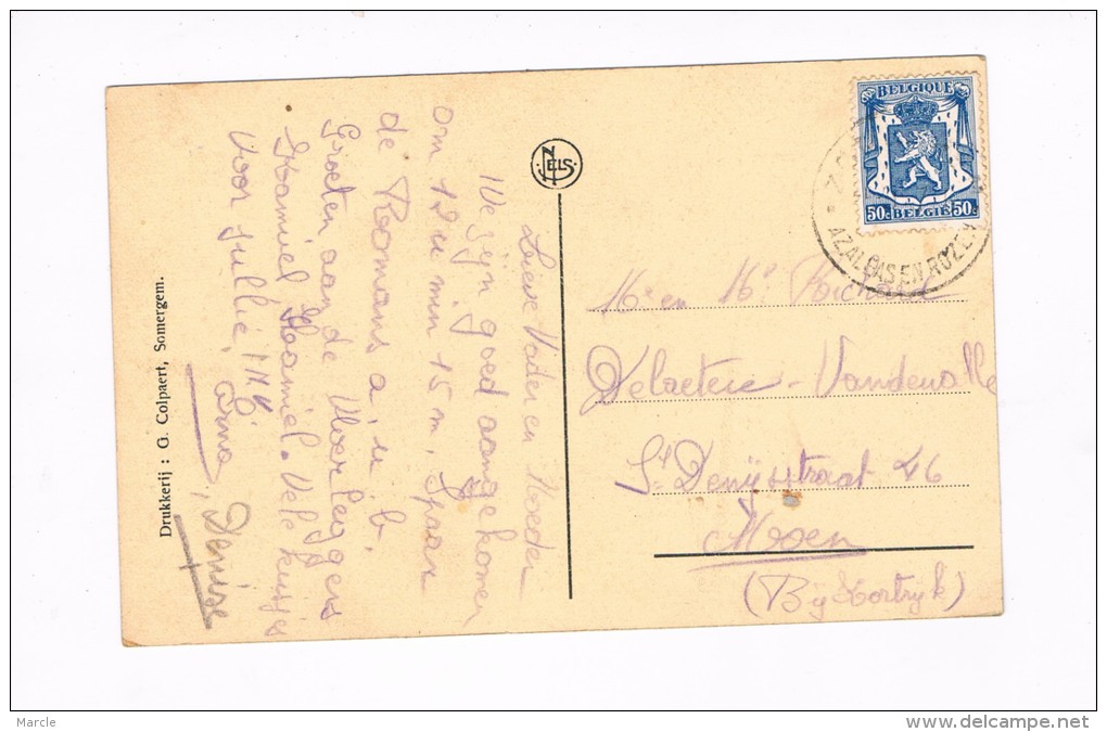 Somergem - Zomergem  Kapel  Klooster Stempel Zomergem Azaleas En Rozen 1947 - Knesselare