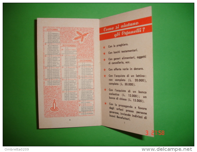 Calendarietto Anno1962 - Madonna RIPOSO Ferruzzi  - Auto Innocenti MINI MINOR - S.ANTONIO Orfanotrofio Maschile MESSINA - Small : 1961-70