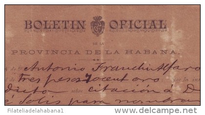 E4478 CUBA ESPAÑA SPAIN 1889 INVOICE NEWSPAPER BOLETIN OFFICI ESPAÑA - Spain