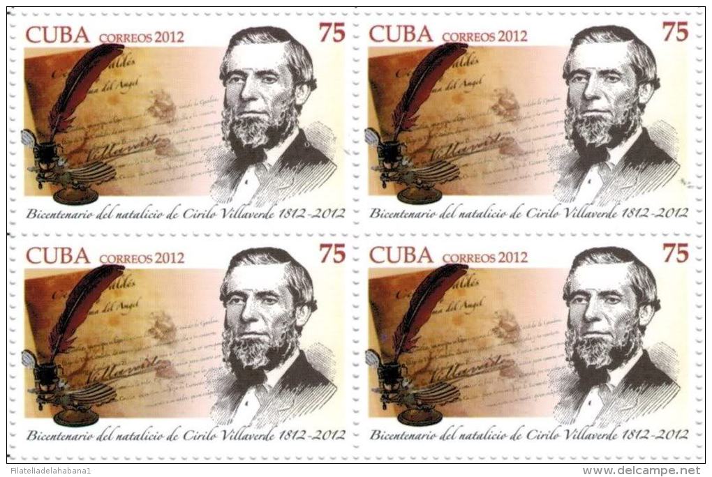 2012.13 CUBA 2012 MNH WRITTER CIRILO VILLAVERDE.CECILIA VALDES. BLOCK 4 - Ongebruikt