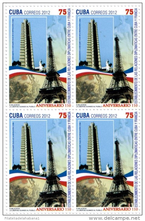 2012.17 CUBA 2012 MNH FRIENSHIP FRANCE. AMISTAD FRANCIA. EIFFEL TOWER. BLOCK 4 - Ongebruikt