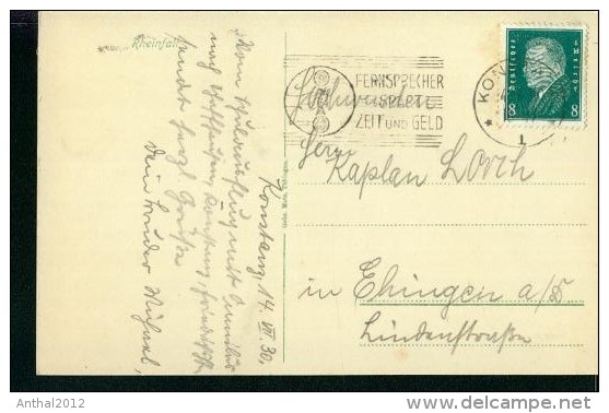 Litho Rheinfall Schaffhausen Bei Nacht Zug Eisenbahn Auf Brücke 14.7.1930 Von Konstanz Nach Ehingen - Autres & Non Classés