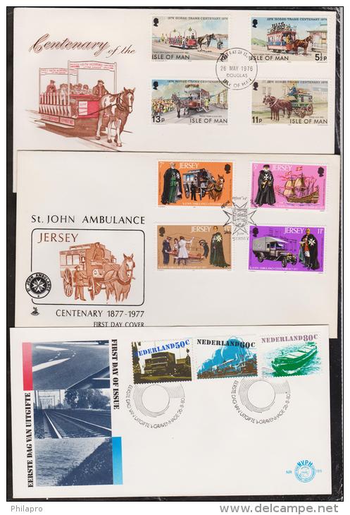 ILE DE MAN+JERSEY+PAYS BAS  FDC  TRANSPORTS    Réf  4158 - Other & Unclassified