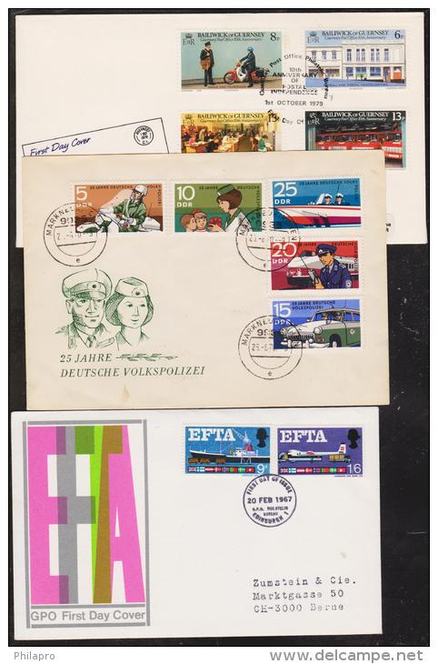 ALLEMAGNE+ROYAUME UNI+GUERNSEY   FDC  TRANSPORTS    Réf  4159 - Autres & Non Classés