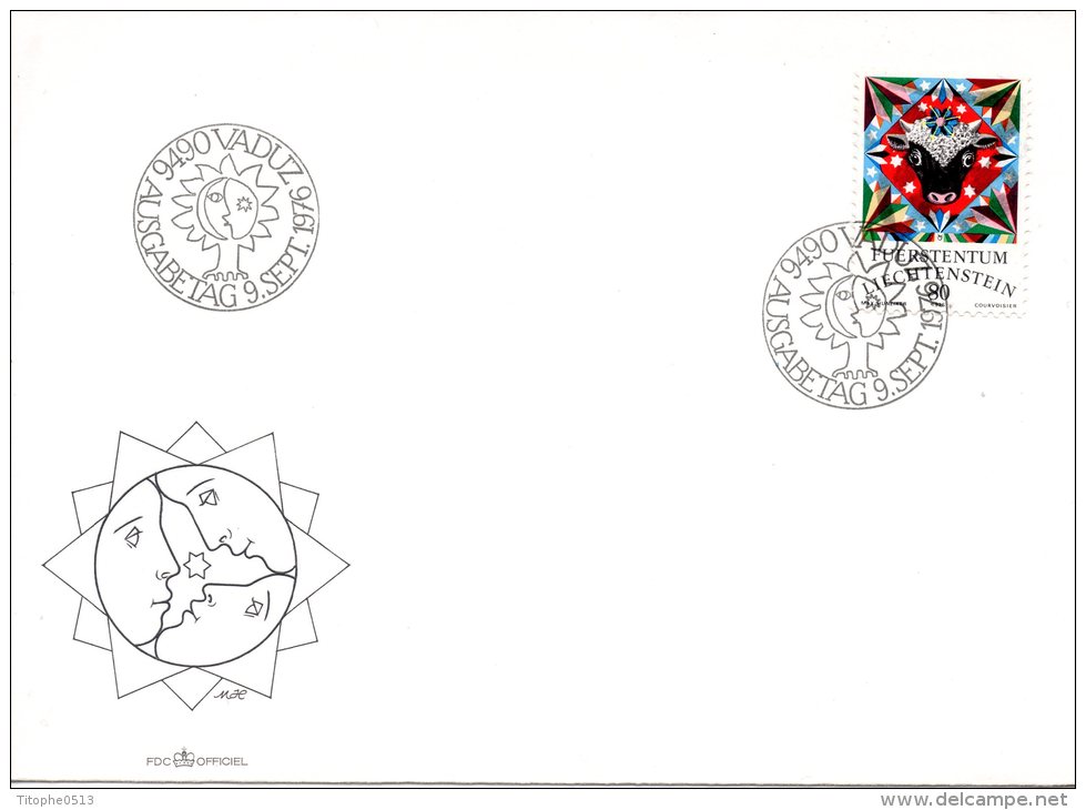 LIECHTENSTEIN. N°601 Sur Enveloppe 1er Jour (FDC) De 1976. Signe Du Zodiaque : Taureau. - Astrology