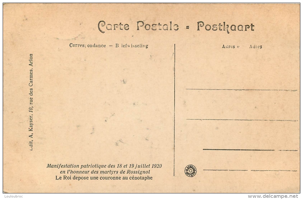 ROSSIGNOL MANIFESTATION PATRIOTIQUE EN L'HONNEUR DES MARTYRS LES 18 ET 19 JUILLET 1920 - Aarlen