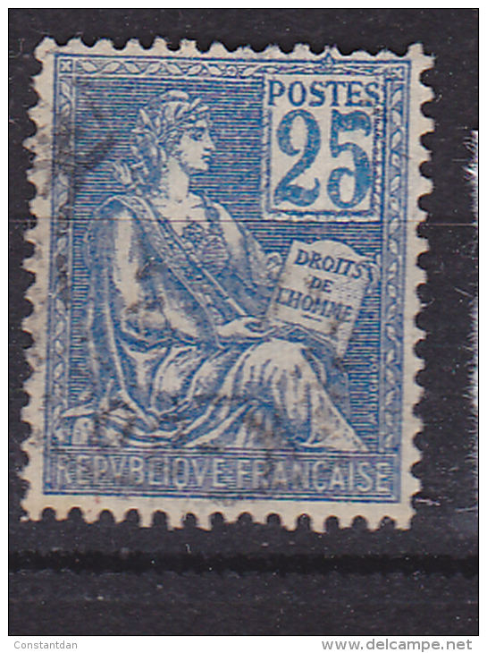 FRANCE N°114 25C BLEU TYPE MOUCHON BOUCLE DU 5 FERME OBL - Usati