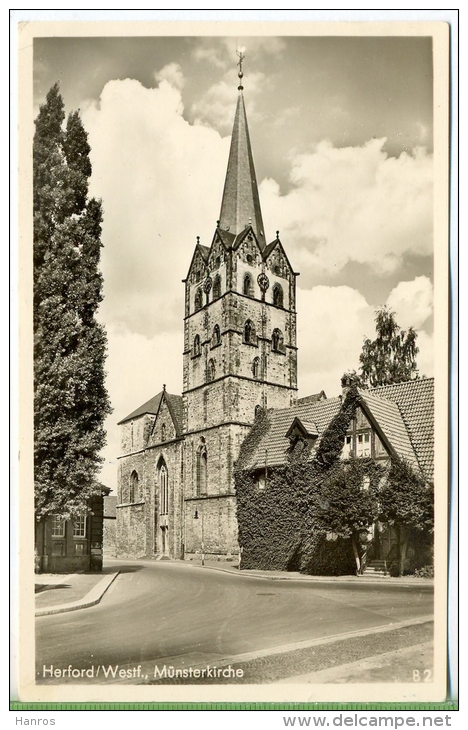 Herford/Westf., Münsterkirche Um 1950/1960, Verlag: Hans Klocke, Paderborn  , Postkarte Mit Frankatur, Mit Stempel - Herford