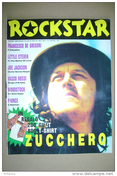 PBT/39 Rivista ROCKSTAR N.107/1989 ZUCCHERO/VASCO ROSSI/DE GREGORI/JOE JACKSON/LITTLE STEVEN - Musica