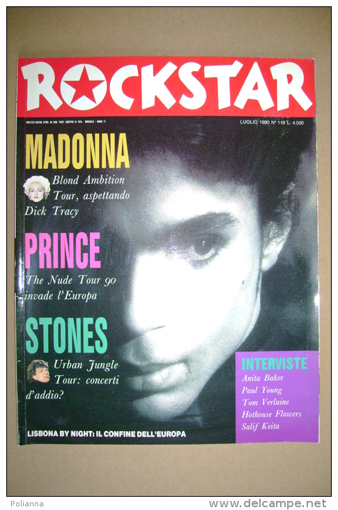 PBT/48 Rivista ROCKSTAR N.118/1990 - PRINCE/ROLLING STONES/HOT HOUSE E FLOWERS/FABIO CONCATO/ SALIF KEITA/ANITA BAKER - Musica