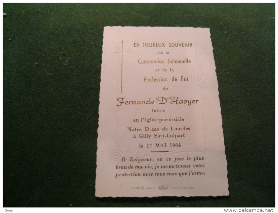 A-5-2-1016 Souvenir Communion Fernand D'Haeyer Gilly Sart Culpart 1964 - Communion