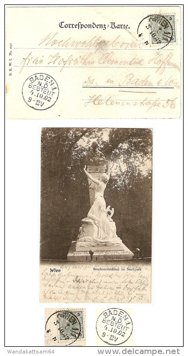 AK 2032 Wien Brucknerdenkmal Im Stadtpark 3 10 02 WIEN 1 Ankunftsstempel BADEN 1 N. Ö. BESTELLT 4.10.02 9-12 V - Wien Mitte