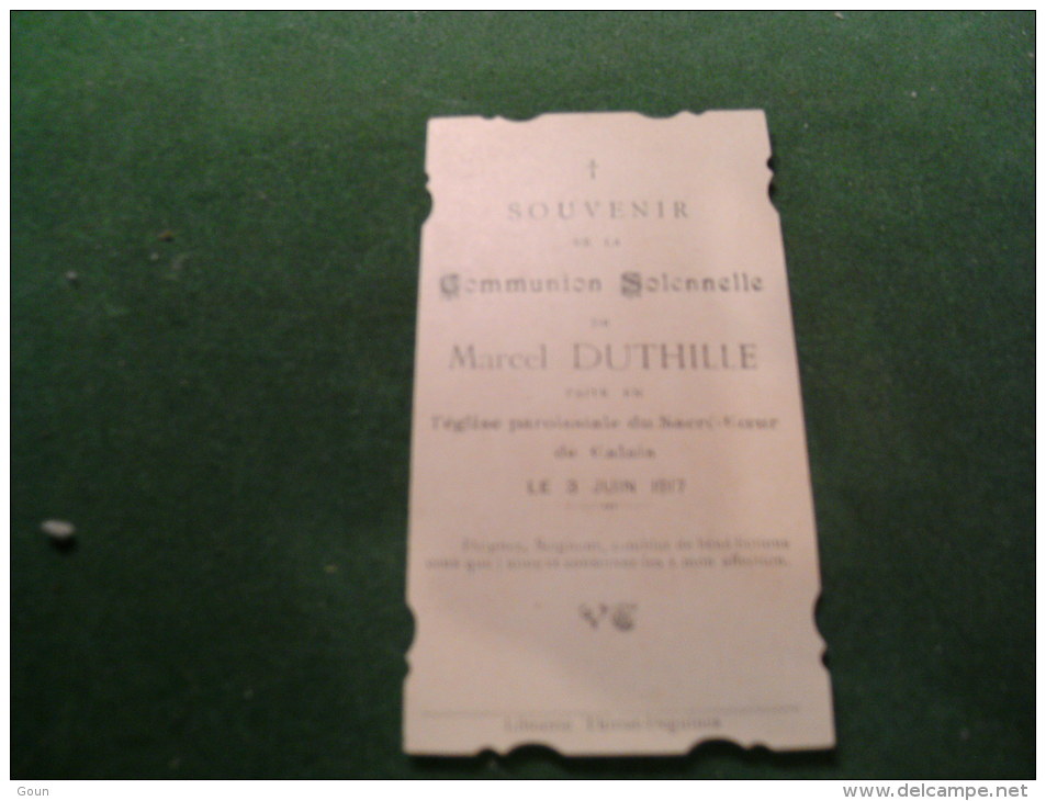 A-5-2-1016 Souvenir Communion Marcel Duthille Calais 1917 - Communion