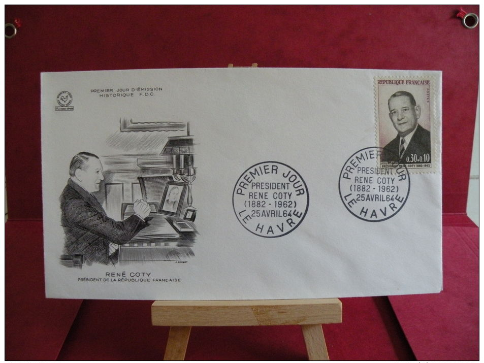 FDC, René Coty, Président De La République - Le Havre - 25.4.1964 - 1er Jour - - 1960-1969