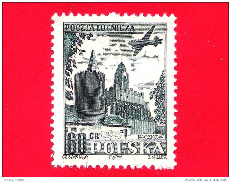 POLONIA - Nuovo Obliterato - 1954 - Airplane Over Historic Buildings - Paczkow Castle, Luban - 60 Gr - Ongebruikt