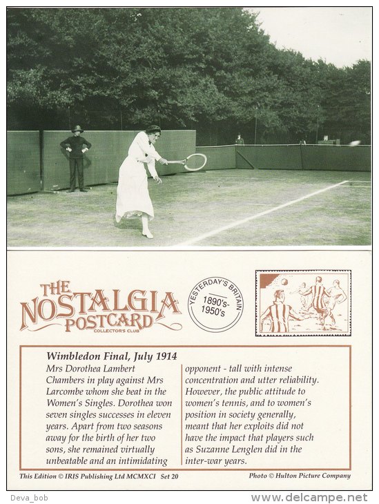 Postcard Ladies Tennis Dorothea Lambert Chambers Wimbledon 1914 Champion Nostalgia Repro - Tennis