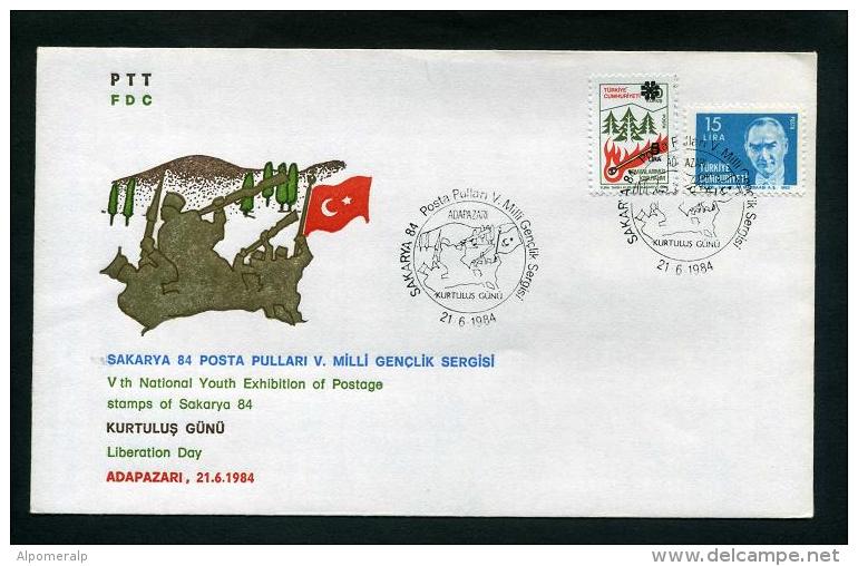 TURKEY 1984 FDC - V Th National Youth Exhibition Of Postage Stamps Of Sakarya, Liberation Day, Adapazari, Jun. 21 - FDC