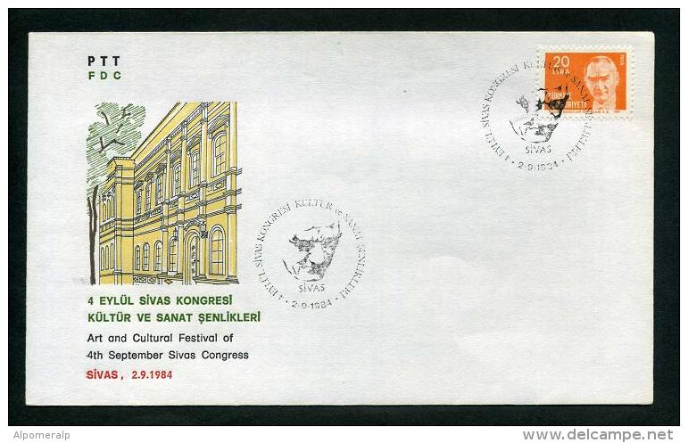 TURKEY 1984 FDC - Art And Cultural Festival Of 4th September Sivas Congress, Sivas, Sept. 2 - FDC