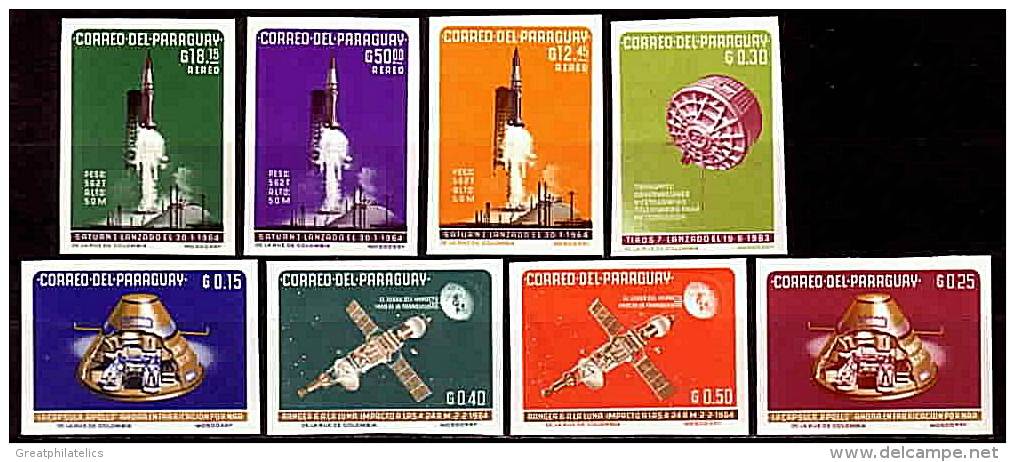 PARAGUAY 1964 SPACE SC.#814-21 Imperforated MNH (DEB04U7) - Sud America