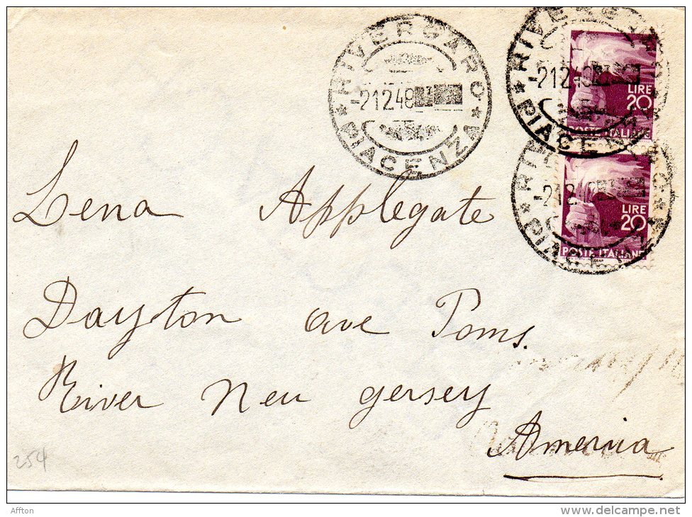 Italy 1948 Cover Mailed To USA - 1946-60: Storia Postale