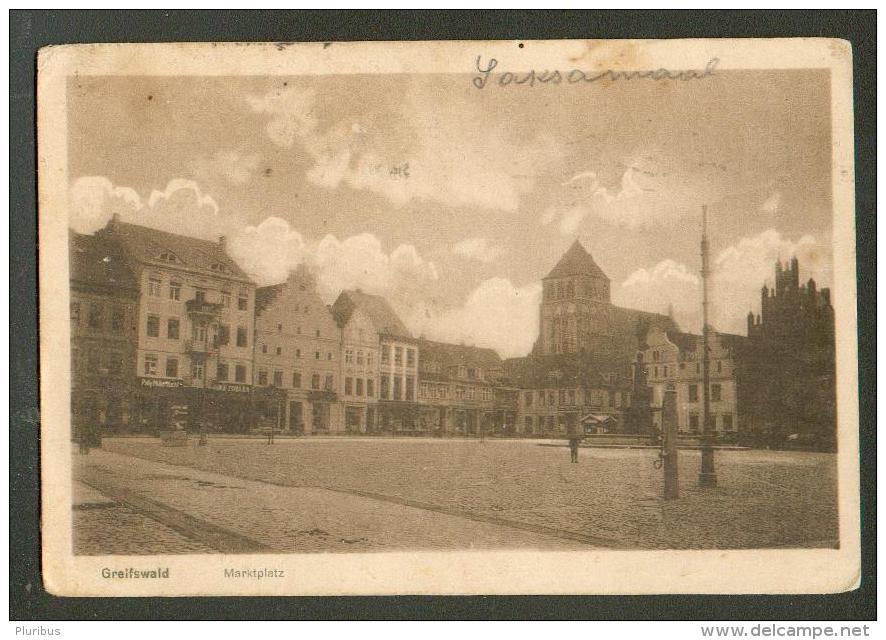 GREIFSWALD   MARKTPLATZ  , OLD POSTCARD, O - Greifswald