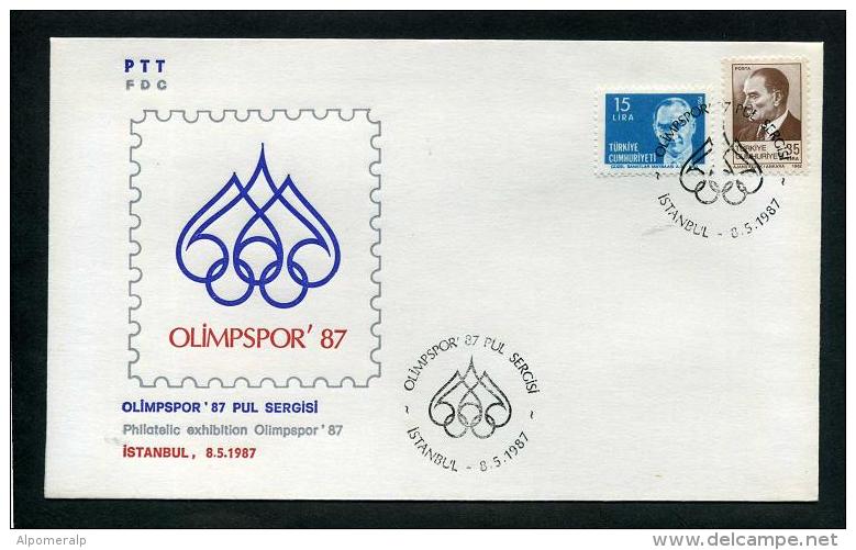 TURKEY 1987 FDC - Philatelic Exhibition Olimpspor (Olympics), Istanbul, May. 8 - FDC