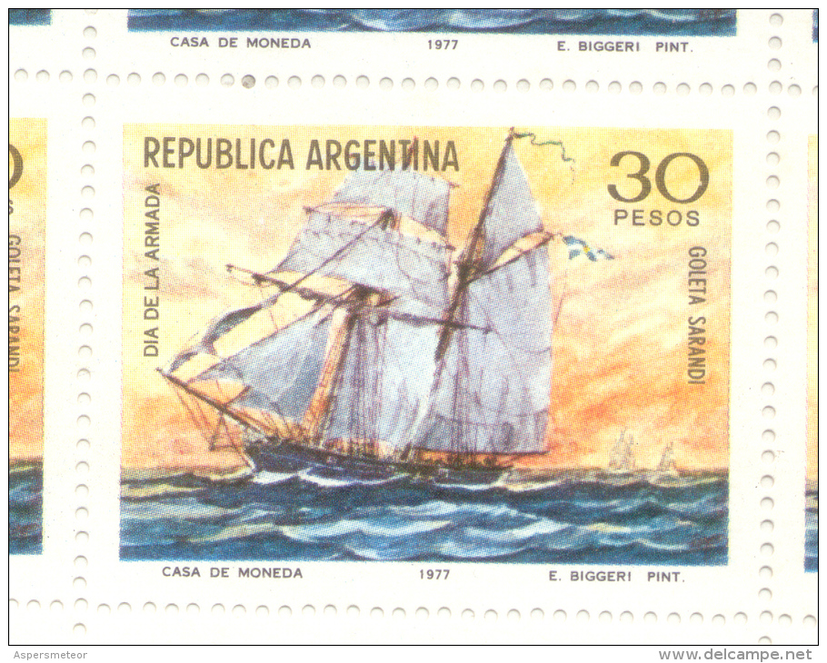 DIA DE LA ARMADA NACIONAL NAVY GOLETA SARANDI  AÑO 1977 OFFSET FOSFOESCENTE SIN FILIGRANA MNH - Ungebraucht