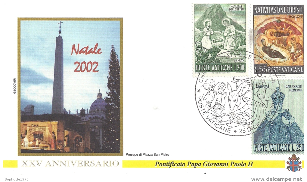 CITE DU VATICAN - Poste Vaticane - Enveloppe Premier Jour :25 12-2002 - Natale 2002 - Année 2002 - Jean-Paul II - - Oblitérés