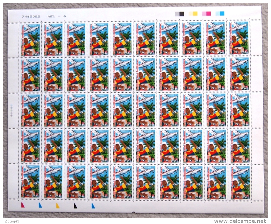 FRANCE 2006 FEUILLE COMPLETE AVIATION SANS FRONTIERE YT 3974  ** ; 50 TIMBRES PAR FEUILLE - Full Sheets