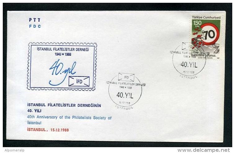 TURKEY 1988 FDC - 40th Anniversary Of The Philatelists Society Of Istanbul, Istanbul, Dec. 15 - FDC