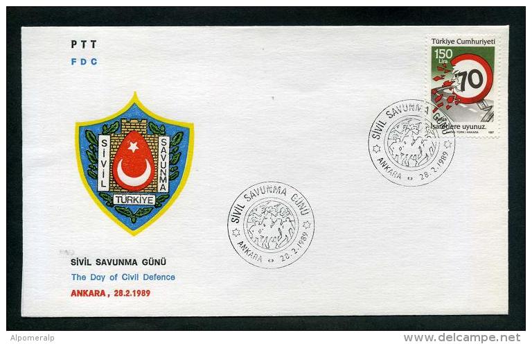 TURKEY 1989 FDC - The Day Of Civil Defence, Ankara, Feb. 28 - FDC