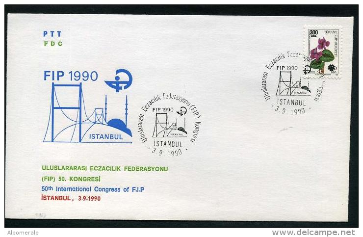 TURKEY 1990 FDC - 50th International Congress Of F.I.P. (FIP), &#304;stanbul, Sep. 3 - FDC