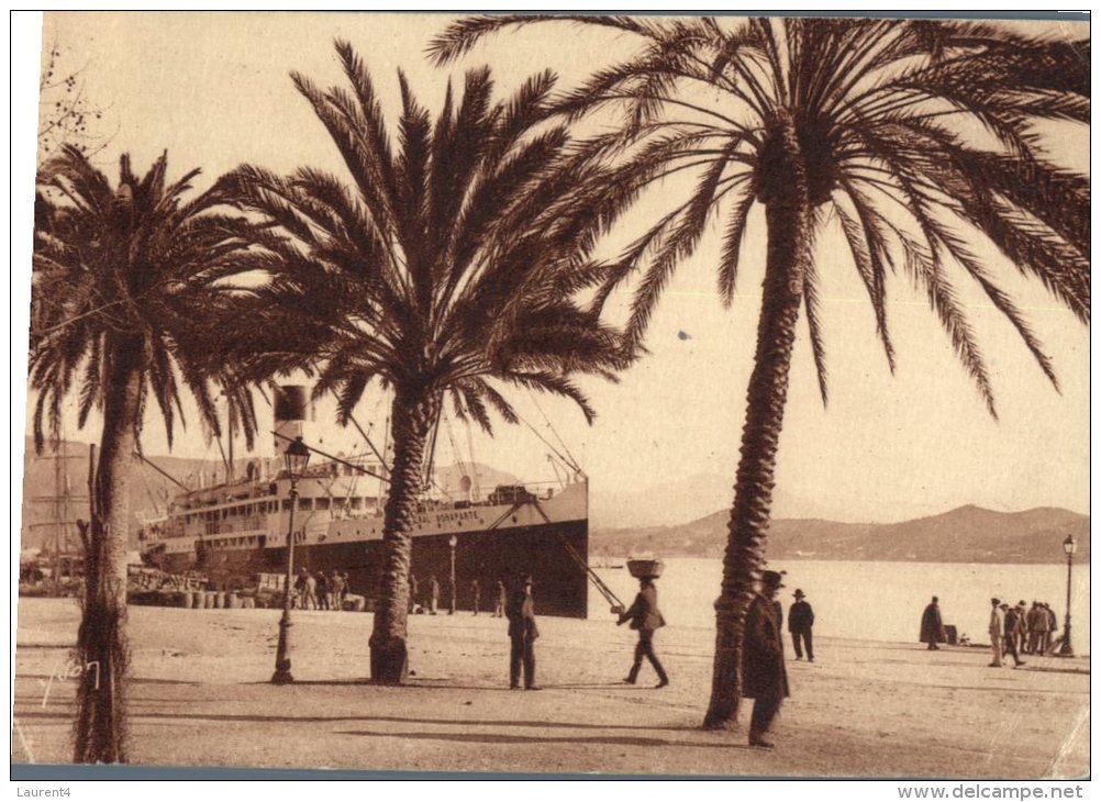 (345M) France - Ajaccio Et Paquebot A Quay  (old Postcard - Carte Ancienne) - Dampfer