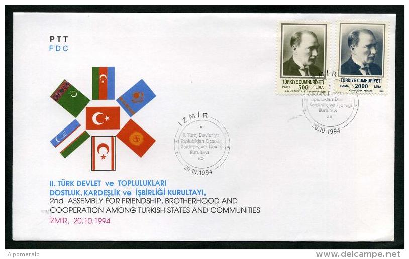 TURKEY 1994 FDC - 2nd Assembly For Friendship, Brotherhood And Coop. Among Turkish States And Communities, Izmir, Oct.20 - FDC