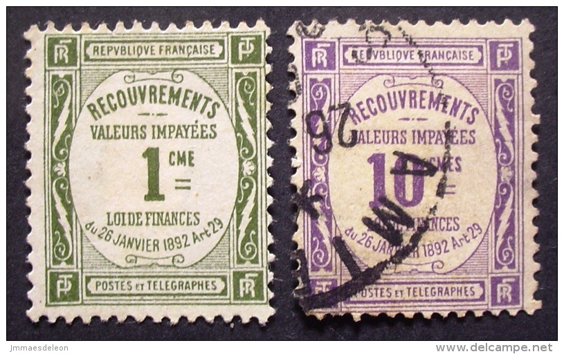 France 1908/25 - TAX - Scott J 46, J 47 - 1859-1959 Oblitérés