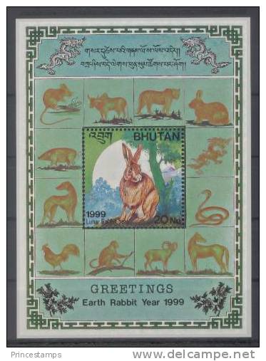 Bhutan (1999). Yv. Bf. 367  /  Conejo - Rabbit - Lapin - Chinese New Year