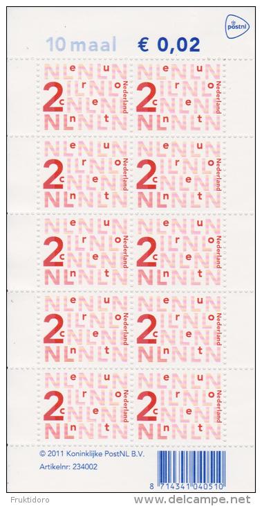 Nederland / Netherlands / Pays Bas / Niederlande 2011 Block Definitives 2 Cents * * - Unused Stamps