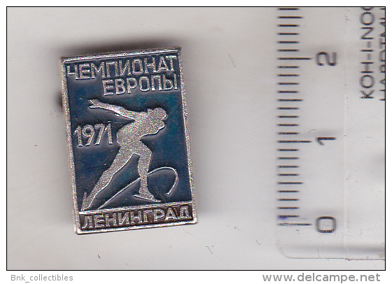 USSR Russia Old Sport Pin Badge - Skating European Games Leningrad 1971 - Sports D'hiver