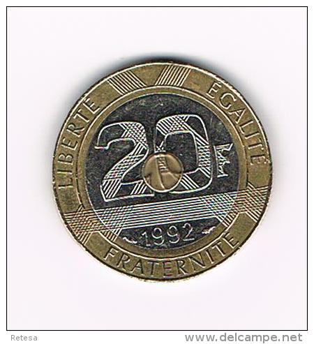 - FRANKRIJK 20  FRANCS  MONT ST. MICHEL 1992 - Autres & Non Classés