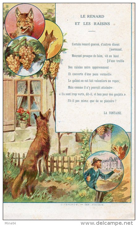 CARTE PUBLICITAIRE BERGOUGNAN  FABLE DE LA FONTAINE Le Renard Et Les Raisins - Advertising