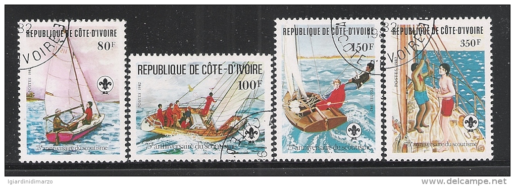 REPUBLIQUE DE COTE D' IVOIRE-1982: Serie Di 4 Valori Obliterati -75° Anniversario Dello SCAUTISMO- In Ottime Condizioni. - Used Stamps
